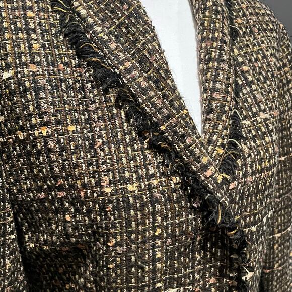 Requirements Tweed Blazer Jacket Fringe Trim Multicolor Old Money Career Size 12 - Picture 5 of 9